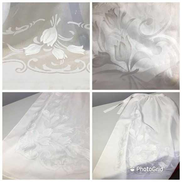 Vintage Long White Apron, Makylene Fabric Made in Spain, Cottagecore Pinafore - Picture 3 of 14